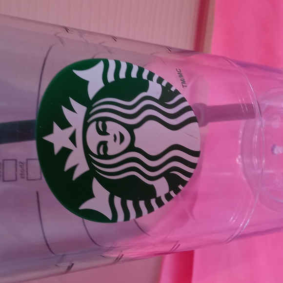 Starbucks 16oz Grande Hard Plastic Cup With Green Straw - Picture 2 of 4